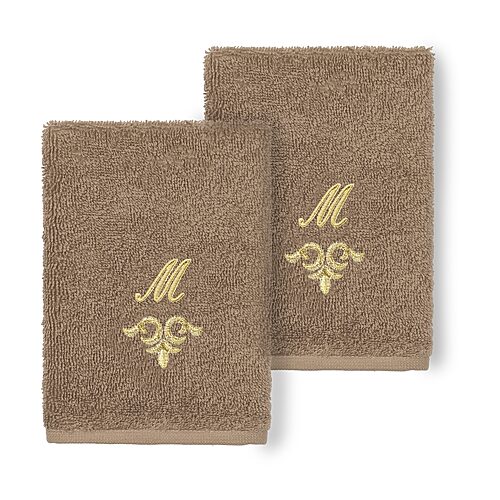 Linum Home Textiles Monica Gold 2-pc. Embellished Washcloth, One Size, Brown