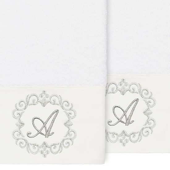 Linum Home Textiles Monica Silver 2-pc. Embellished Hand Towel