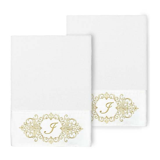 Linum Home Textiles Monica Gold Embellished 2-pc. Bath Towel Set