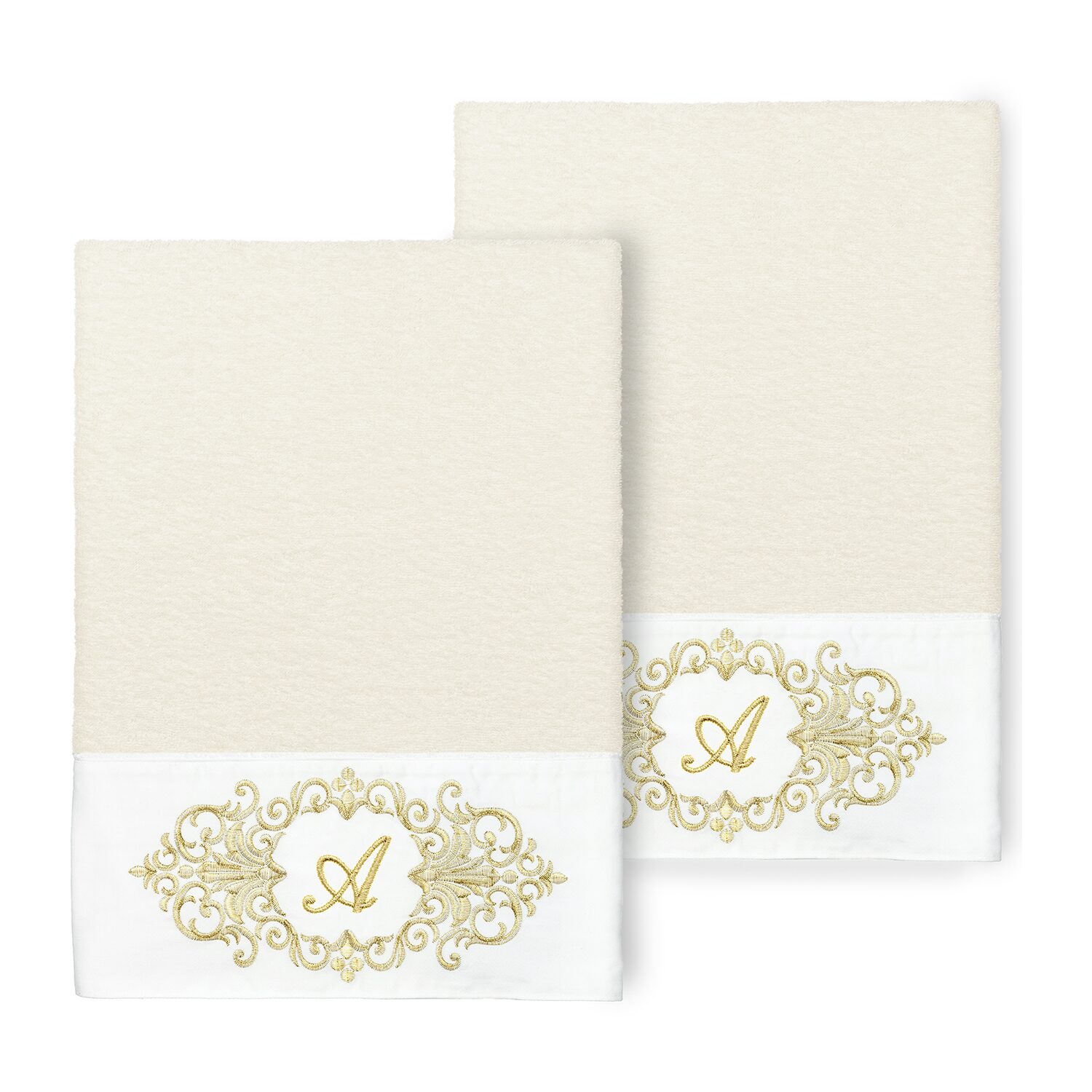 Linum Home Textiles Monica Gold Embellished 2-pc. Bath Towel Set