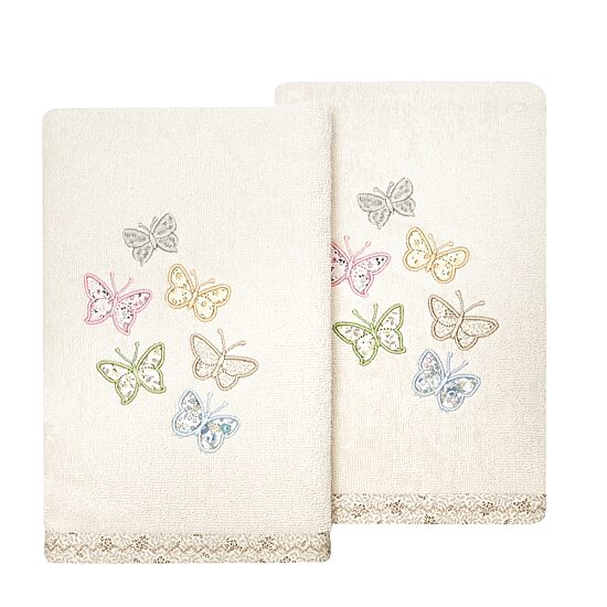 Linum Home Textiles Mariposa 2-pc. Embellished Hand Towel