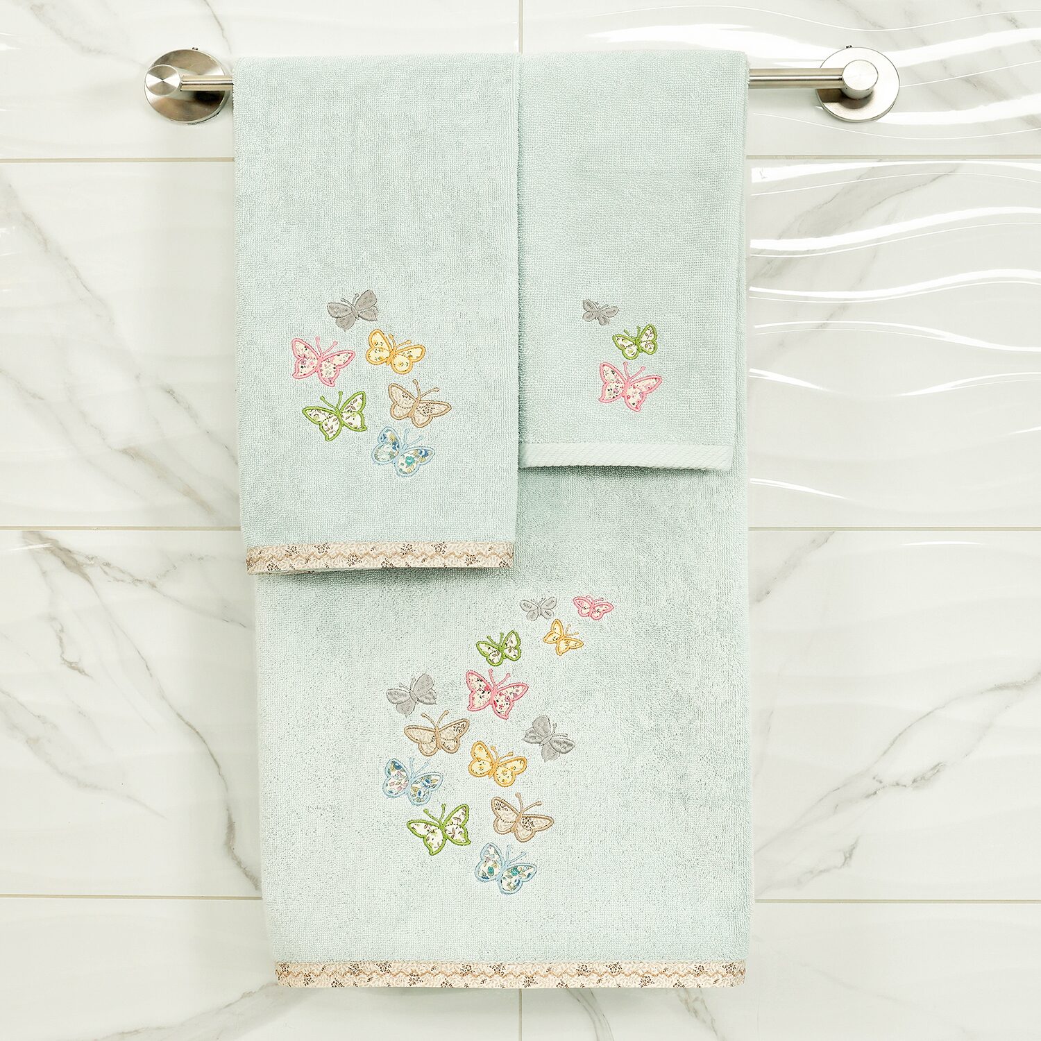 Linum Home Textiles Mariposa 2-pc. Embellished Hand Towel