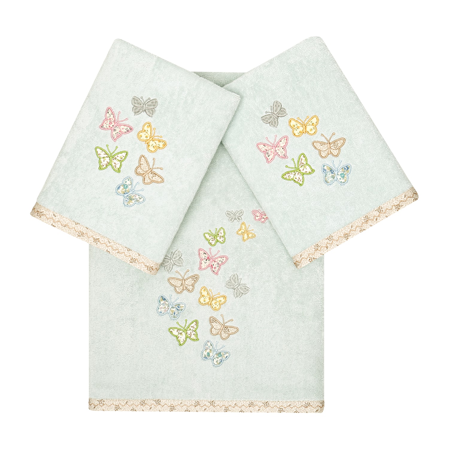 Linum Home Textiles Mariposa Embellished 3-pc. Bath Towel Set