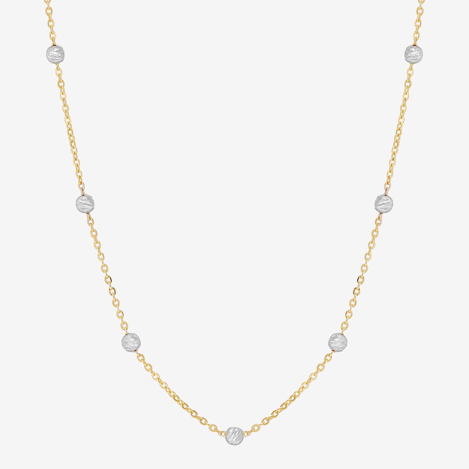 Womens 14K Two Tone Gold 18 Inch Link Chain Necklace