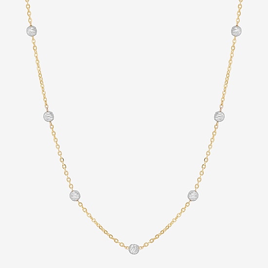 Womens 14K Two Tone Gold 18 Inch Link Chain Necklace