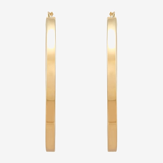 Bonded Brilliance Womens 14K Gold Bonded With Sterling Silver 45mm Hoop Earrings