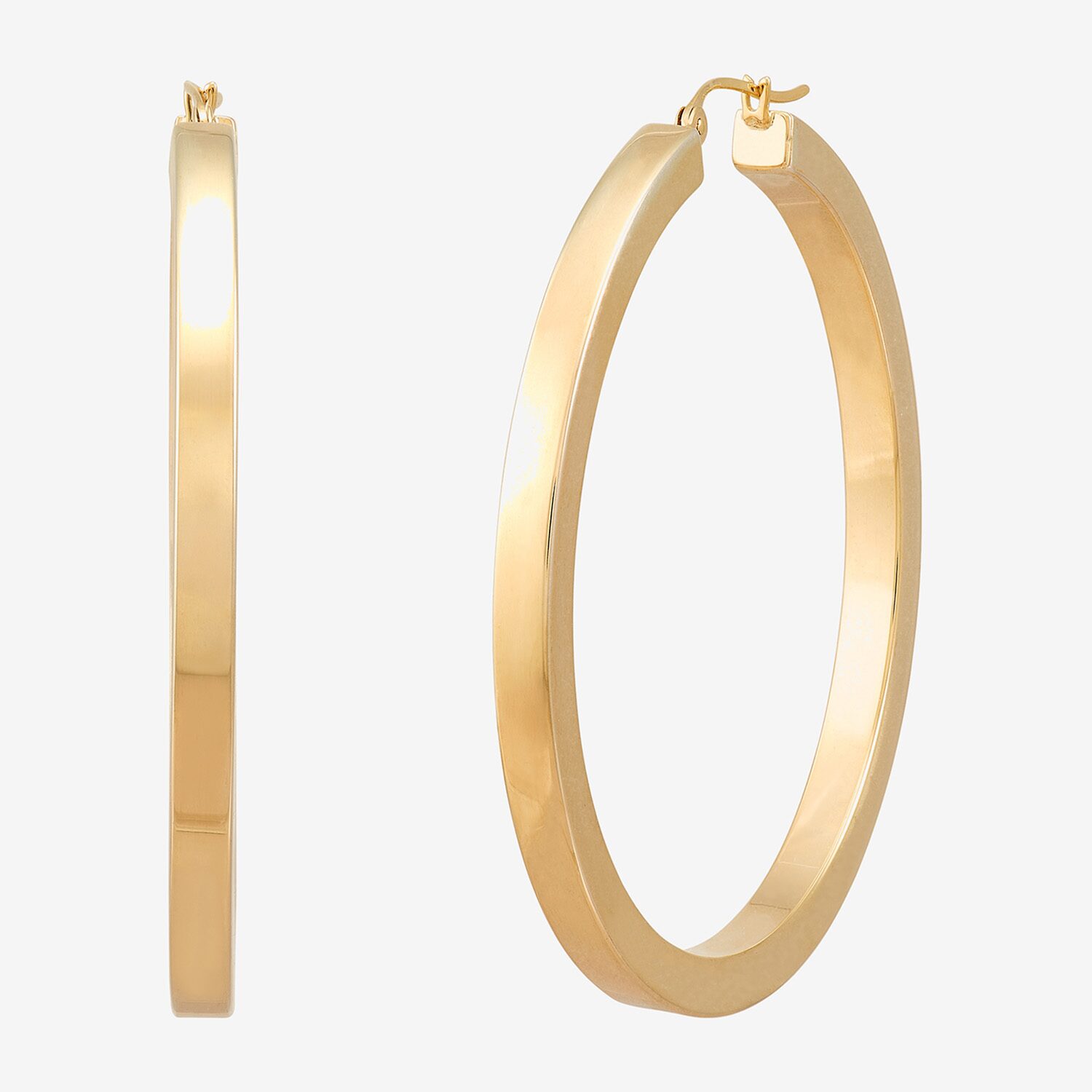 Bonded Brilliance Womens 14K Gold Bonded With Sterling Silver 45mm Hoop Earrings