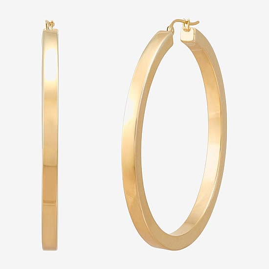 Bonded Brilliance Womens 14K Gold Bonded With Sterling Silver 45mm Hoop Earrings