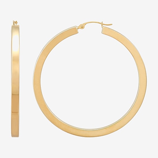 Bonded Brilliance Womens 14K Gold Bonded With Sterling Silver 45mm Hoop Earrings