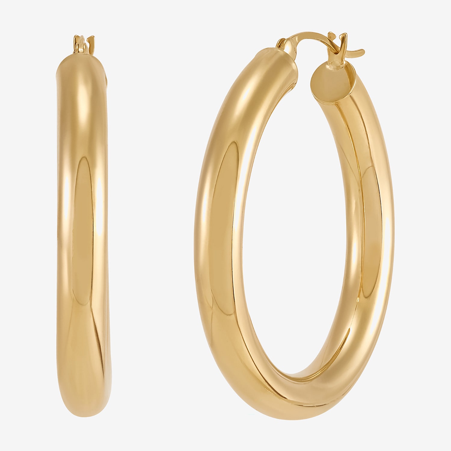 Bonded Brilliance Womens 14K Gold Bonded With Sterling Silver 30mm Hoop Earrings