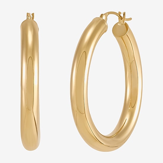 Bonded Brilliance Womens 14K Gold Bonded With Sterling Silver 30mm Hoop Earrings