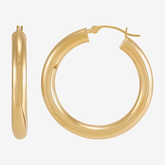 Bonded Brilliance Womens 14K Gold Bonded With Sterling Silver 30mm Hoop Earrings