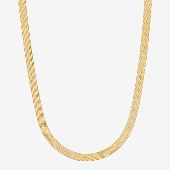 Bonded Brilliance Womens 14K Gold Bonded With Sterling Silver 18 Inch Herringbone Chain Necklace