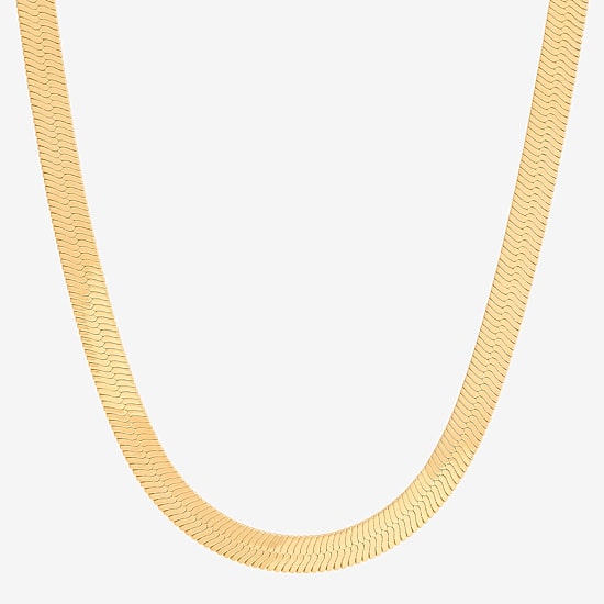 Bonded Brilliance Womens 14K Gold Bonded With Sterling Silver 18 Inch Herringbone Chain Necklace