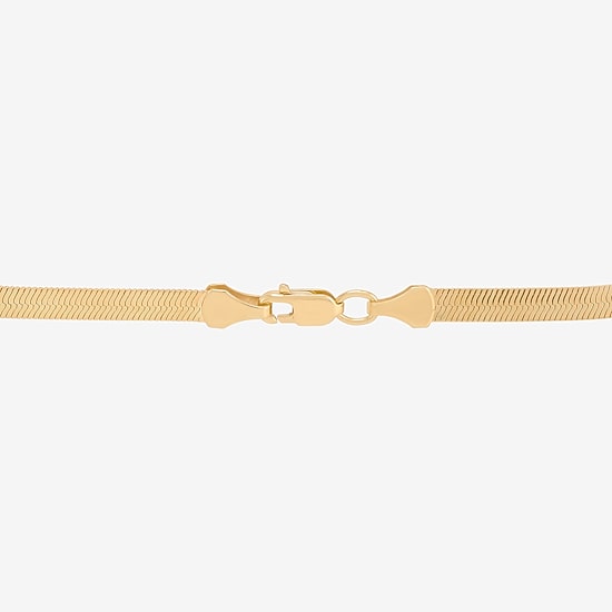 Bonded Brilliance Womens 14K Gold Bonded With Sterling Silver 7.5 Inch Solid Herringbone Chain Bracelet