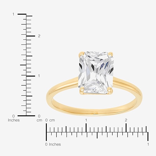 Womens White Cubic Zirconia 10K Gold Solitaire Cocktail Ring