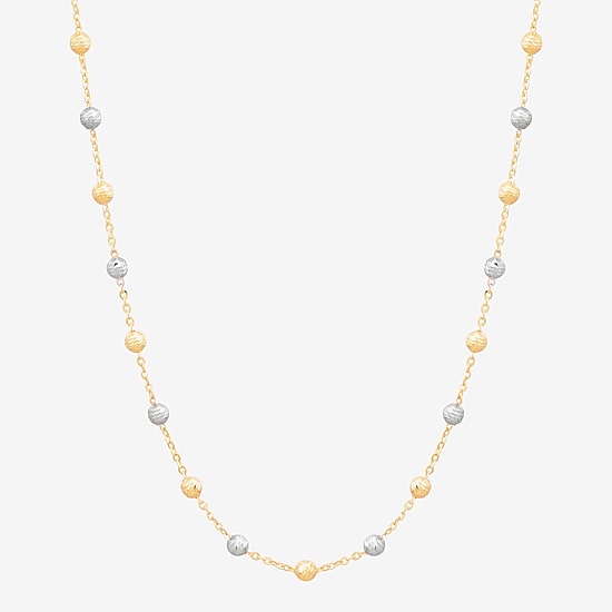 Womens 14K Gold 18 Inch Bead Chain Necklace