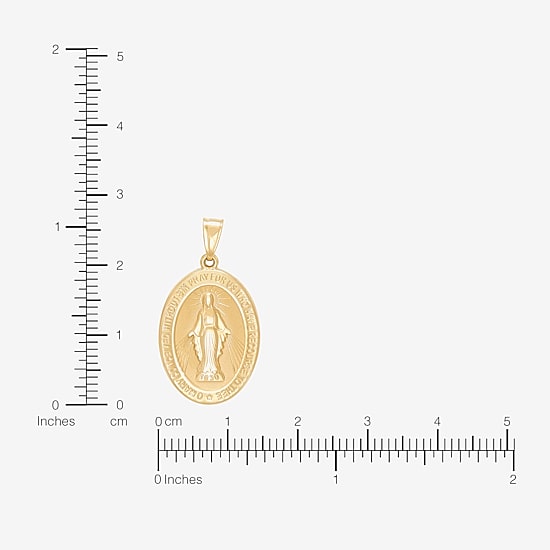 Virgin Mary Womens 14K Gold Oval Pendant