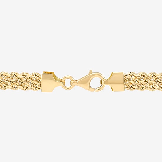 Made in Italy Womens 14K Gold 7.5 Inch Hollow Rope Chain Bracelet