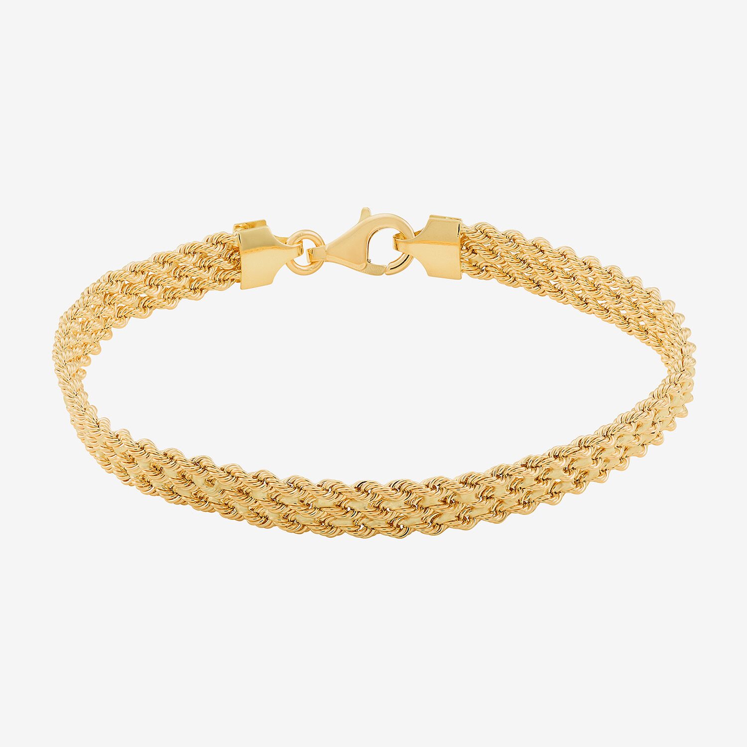 Made in Italy Womens 14K Gold 7.5 Inch Hollow Rope Chain Bracelet