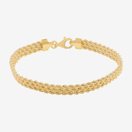 Made in Italy Womens 14K Gold 7.5 Inch Hollow Rope Chain Bracelet