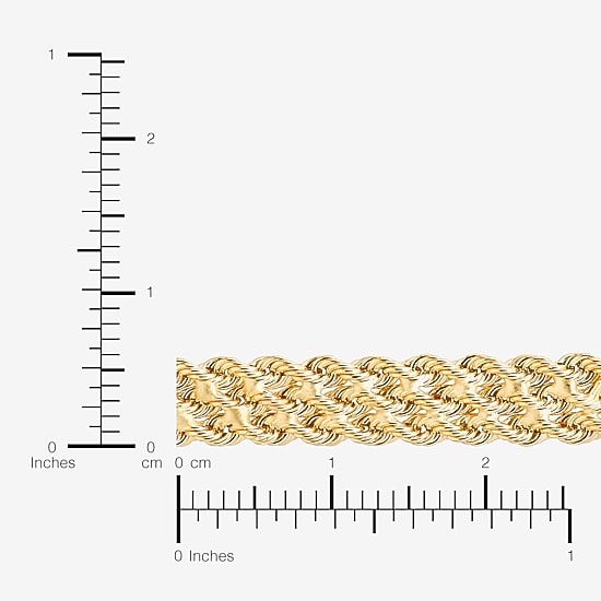 Made in Italy Womens 14K Gold 7.5 Inch Hollow Rope Chain Bracelet