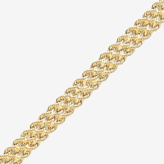 Made in Italy Womens 14K Gold 7.5 Inch Hollow Rope Chain Bracelet