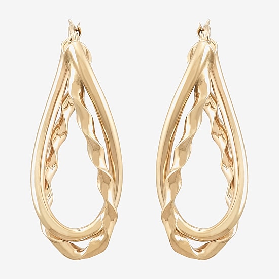 Made in Italy Womens 14K Gold 30mm Hoop Earrings