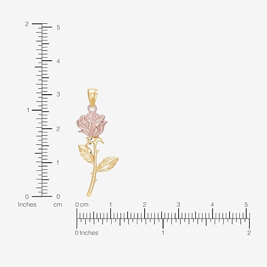 Womens 10K Two Tone Gold Flower Pendant