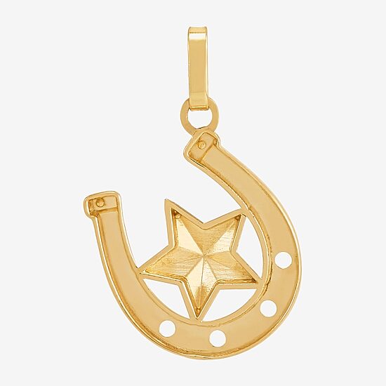 Womens 10K Two Tone Gold Star Pendant