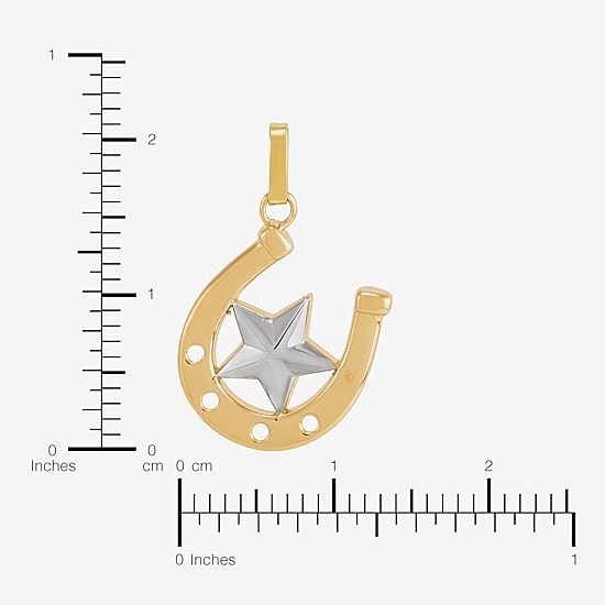 Womens 10K Two Tone Gold Star Pendant
