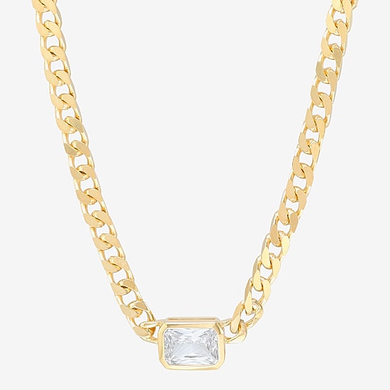 Silver Addiction Womens 14K Gold Over Silver 18 Inch Curb Chain Necklace