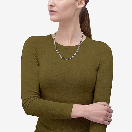 Made in Italy Unisex Adult Sterling Silver 22 Inch Figaro Chain Necklace