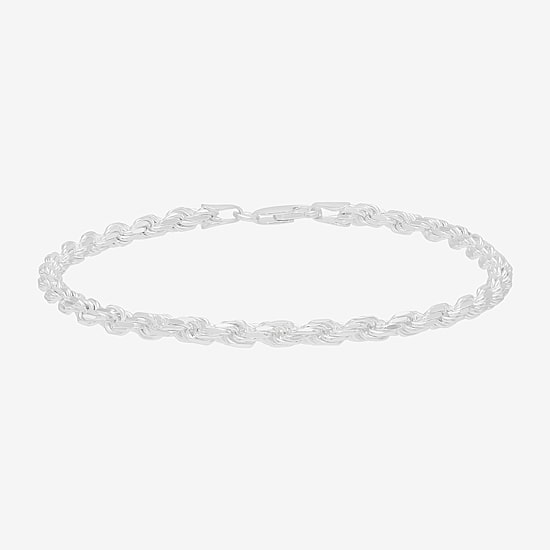 Made in Italy Womens Sterling Silver 8 1/2 Inch Solid Rope Chain Bracelet
