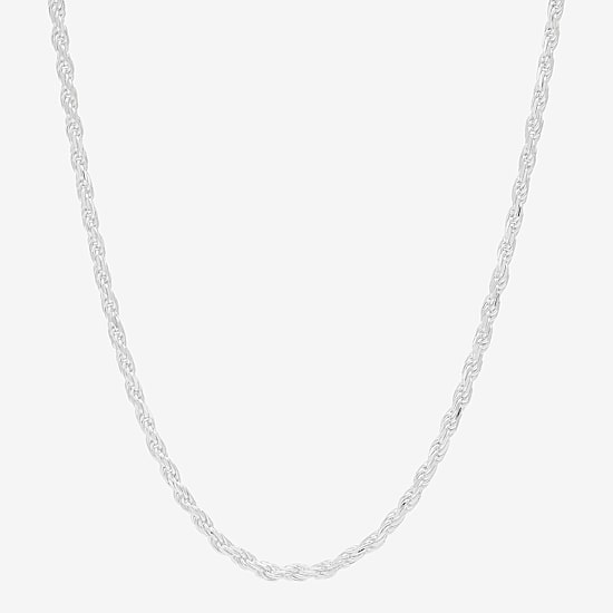 Made in Italy Womens Sterling Silver 16 Inch Rope Chain Necklace
