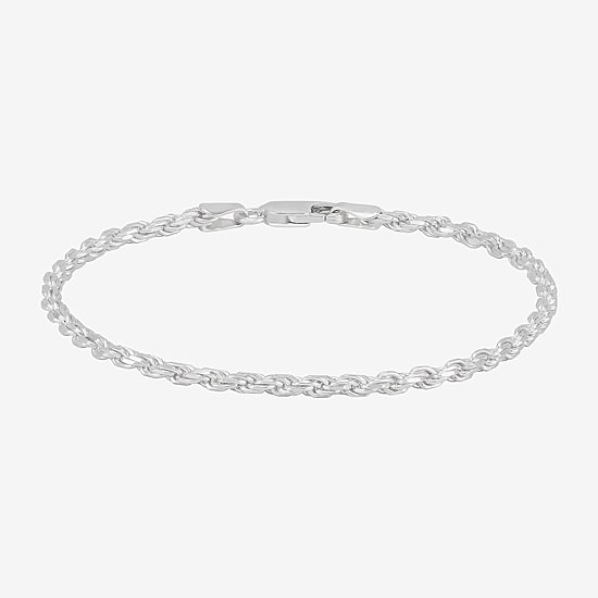 Made in Italy Womens Sterling Silver 7.5 Inch Solid Rope Chain Bracelet