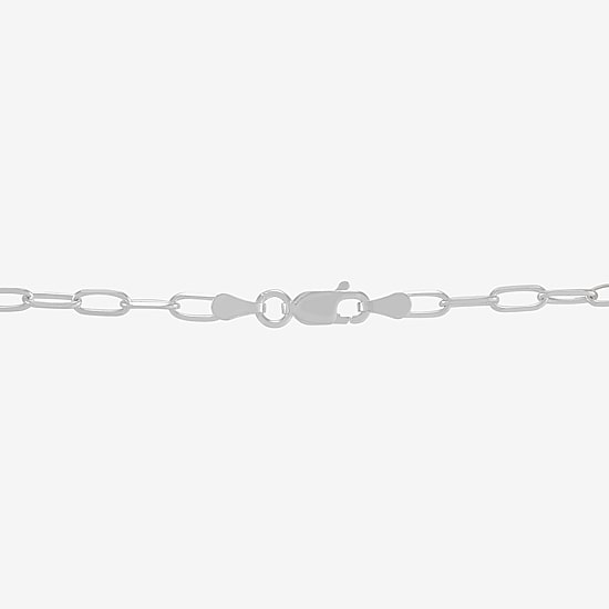 Made in Italy Womens Sterling Silver 7.5 Inch Solid Paperclip Chain Bracelet