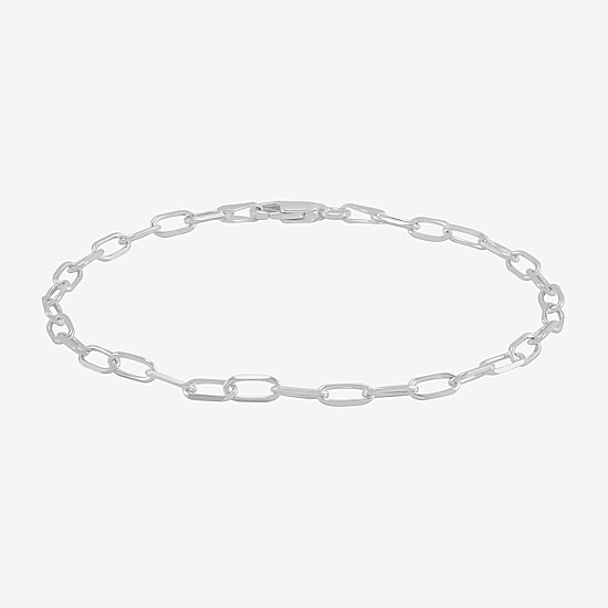 Made in Italy Womens Sterling Silver 7.5 Inch Solid Paperclip Chain Bracelet