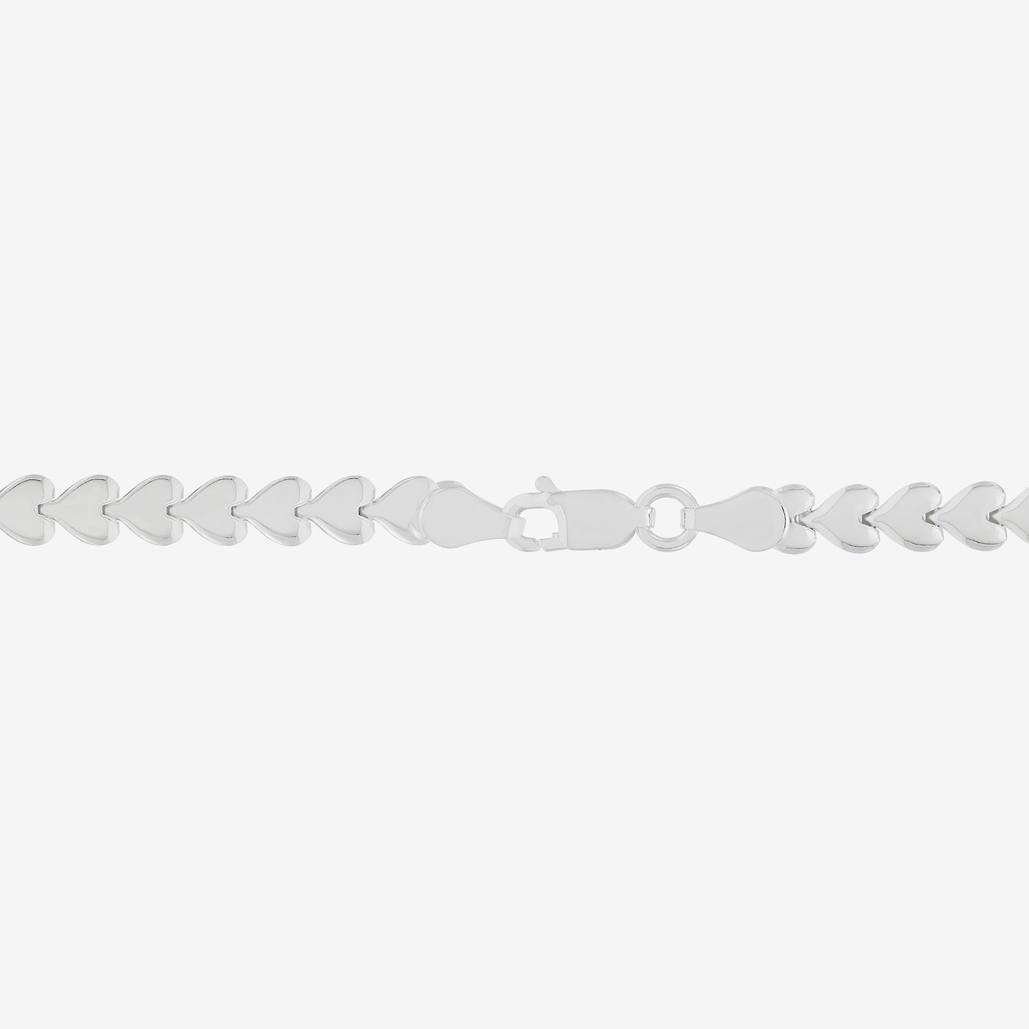 Made in Italy Womens Sterling Silver 7.5 Inch Hollow Fashion Heart Chain Bracelet