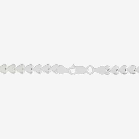 Made in Italy Womens Sterling Silver 7.5 Inch Hollow Fashion Heart Chain Bracelet