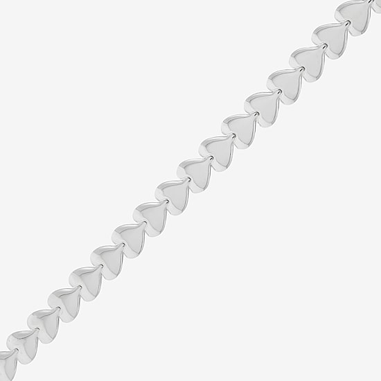 Made in Italy Womens Sterling Silver 7.5 Inch Hollow Fashion Heart Chain Bracelet