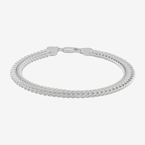 Made in Italy Womens Sterling Silver 8 1/2 Inch Solid Fashion Chain Bracelet, One Size, White