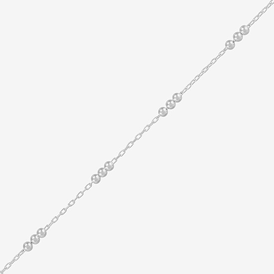 Made in Italy Womens Sterling Silver 9 Inch Solid Cable Heart Chain Bracelet