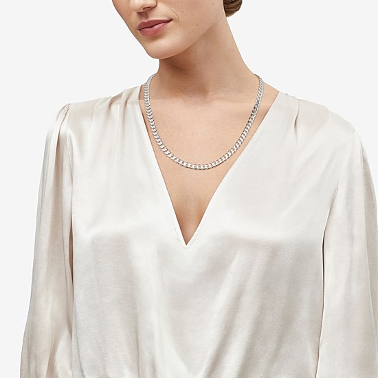 Made in Italy Womens Sterling Silver 22 Inch Curb Chain Necklace