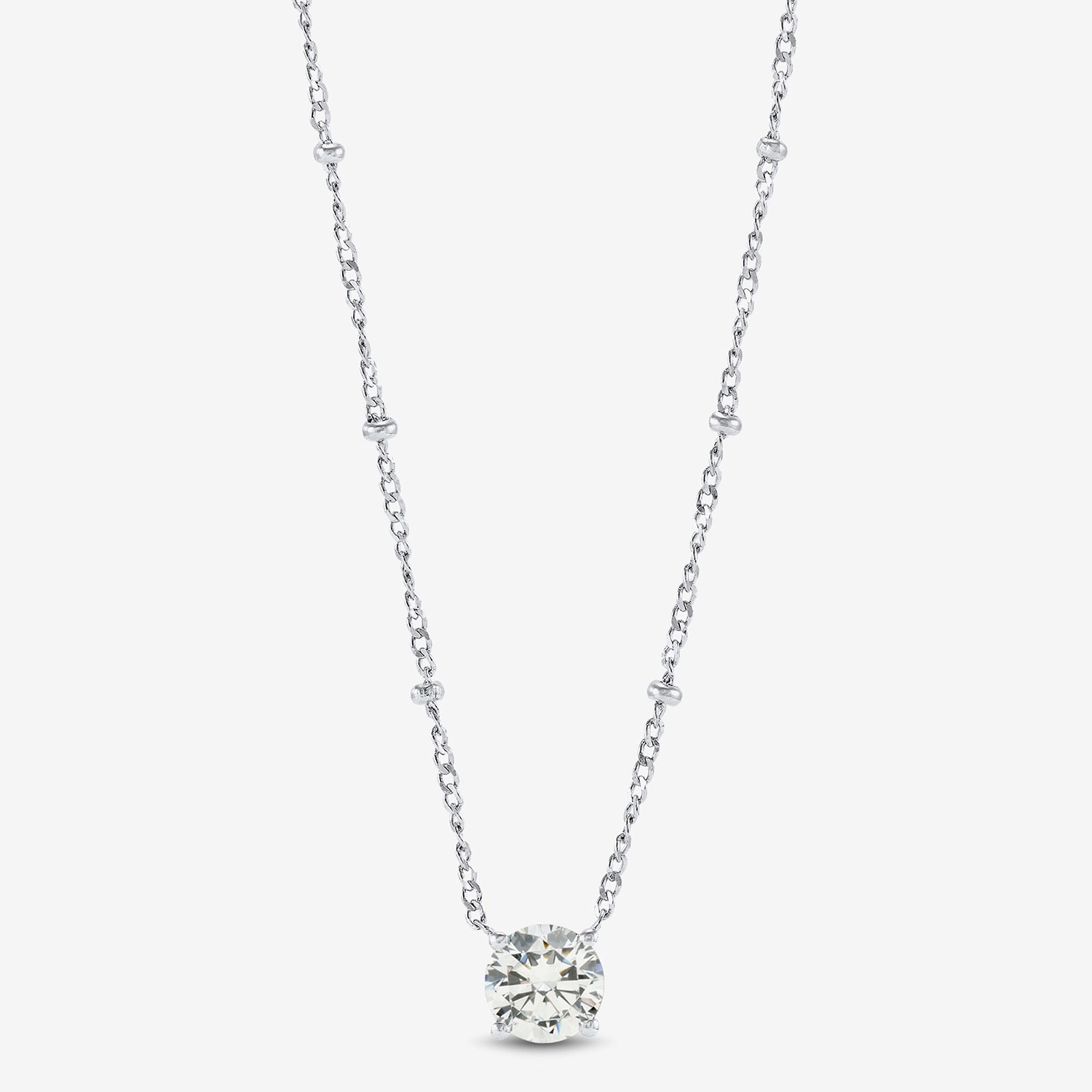 Diamonart Womens Sterling Silver Round 18 Inch Pendant Necklace