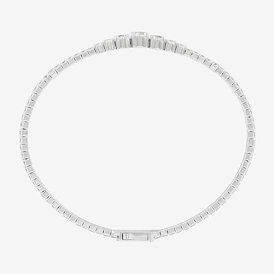 Diamonart Womens Lab Created White Cubic Zirconia Sterling Silver Bangle Bracelet