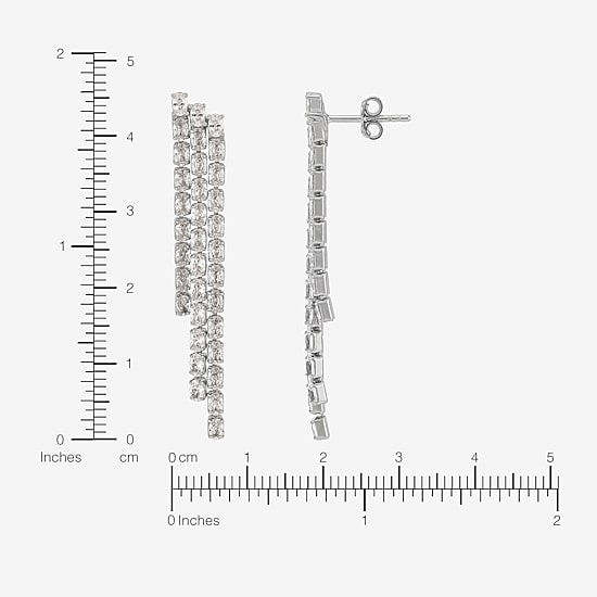 Diamonart Womens Lab Created White Cubic Zirconia Sterling Silver Drop Earrings