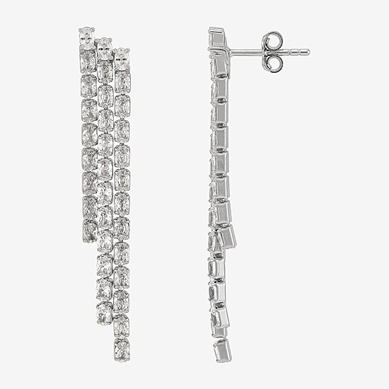 Diamonart Womens Lab Created White Cubic Zirconia Sterling Silver Drop Earrings