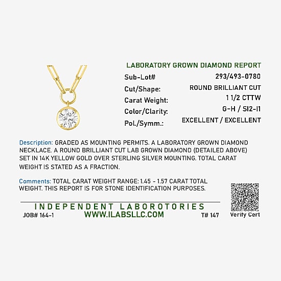 Diamond Addiction (G-H, Si2-I1) Womens 1 1/2 CT. T.W. Lab Grown White Diamond 14K Gold Over Silver 18 Inch Pendant Necklace