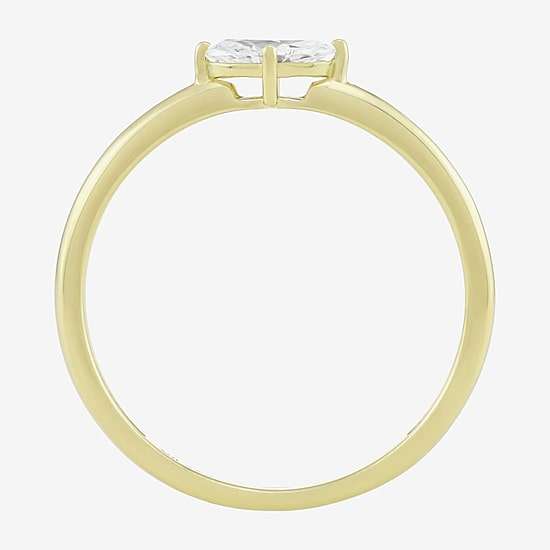 (H-I, Si1) Womens 1/5 CT. Lab Grown Yellow Diamond 14K Gold Over Silver Marquise Solitaire Cocktail Ring